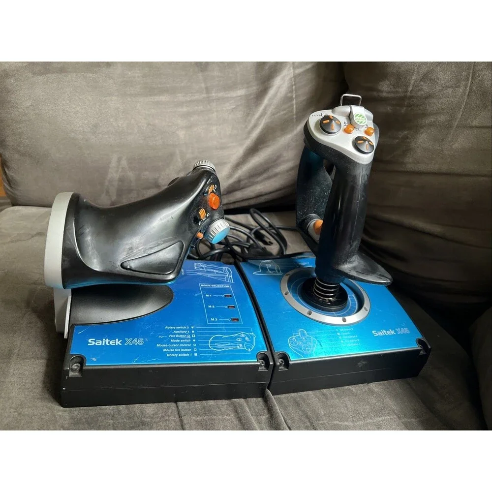 Saitek X45 Flight Control J24C Flight Stick &Throttle Joy Controller Flight Sim